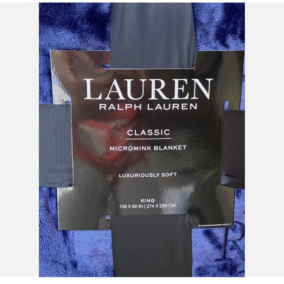 Ralph Lauren Classic Micromink Navy Blue Polyester KING Blanket 108"x90" - Picture 5 of 7